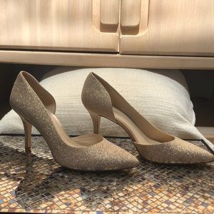 BCBG Gold Glitter Pumps